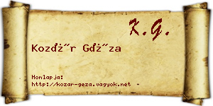 Kozár Géza névjegykártya