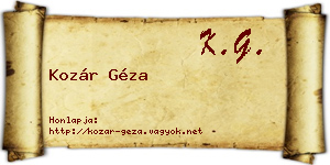 Kozár Géza névjegykártya