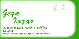 geza kozar business card